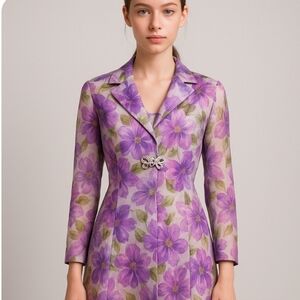 Vintage | 70's  Dress &  Cocktail Coat Floral Set